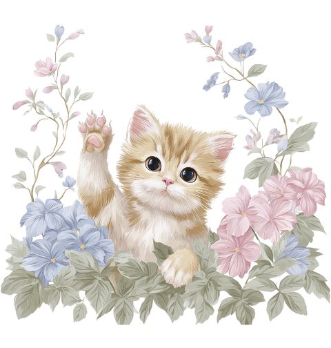 Obrázek produktu Dámské tričko Malé Kotě mezi Květinami