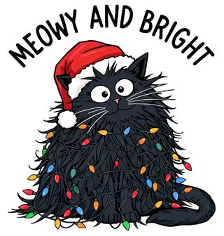 Obrázek 2 produktu Pánské tričko Vánoční Kočka Meowy and Bright