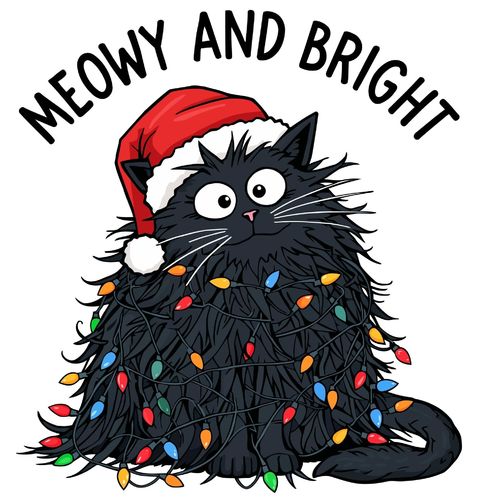 Obrázek produktu Pánské tričko Vánoční Kočka Meowy and Bright