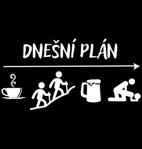 Obrázek produktu Pánské tričko Dnešní plán: Káva Hiking Pivo Sex