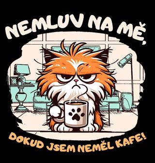 Obrázek 2 produktu Pánské tričko Ranní Kočka Nemluv na mě, dokud jsem neměl kafe