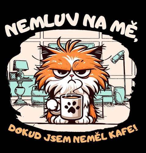 Obrázek produktu Pánské tričko Ranní Kočka Nemluv na mě, dokud jsem neměl kafe