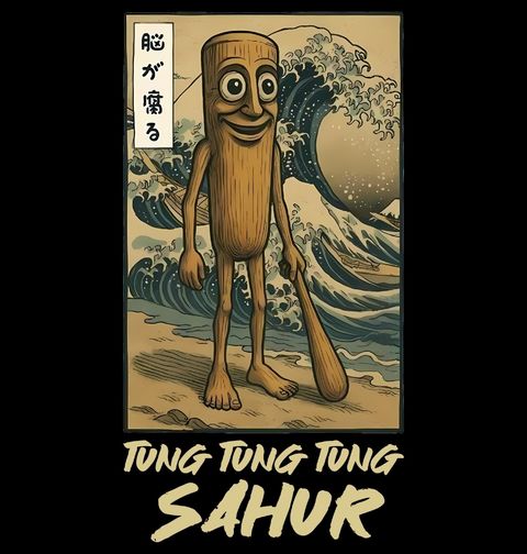 Obrázek produktu Dámské tričko Tung Tung Tung Sahur u Kanagawy