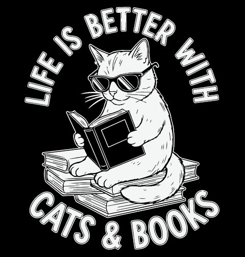 Obrázek produktu Dětské tričko Kočka s Knihou Life is better with cats & books