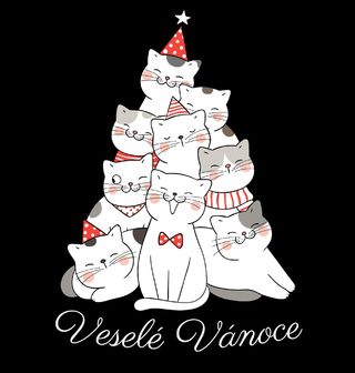 Obrázek 2 produktu Pánské tričko Kočičí Stromek Veselé Vánoce