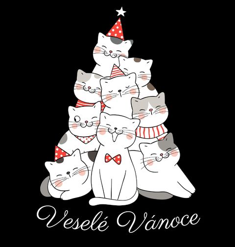 Obrázek produktu Dámské tričko Kočičí Stromek Veselé Vánoce