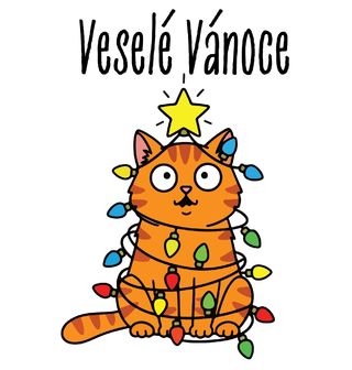 Obrázek 2 produktu Dámské tričko Kočka ve Světýlkách Veselé Vánoce