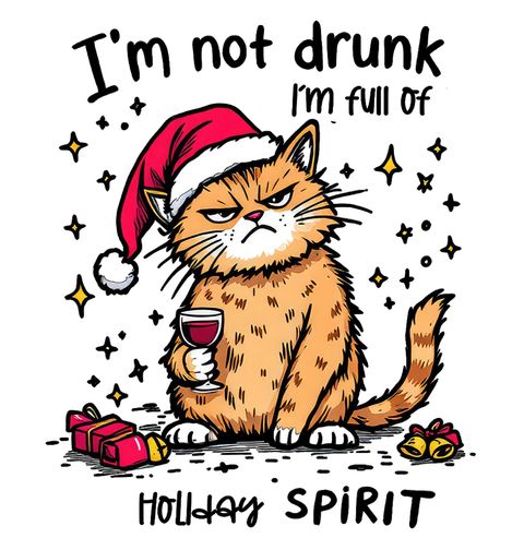 Obrázek produktu Pánské tričko Vánoční Kočka v Náladě