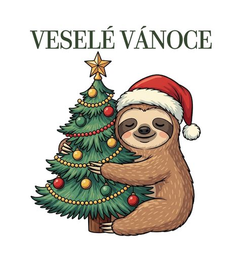 Obrázek produktu Dětské tričko Vánoční Lenochod u Stromečku Veselé Vánoce