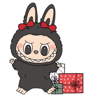 Obrázek 2 produktu Dámské tričko Černý Vánoční Labubu mezi Dárky