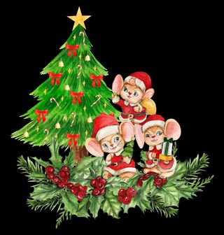 Obrázek 2 produktu Dětské tričko Vánoční Myšky pod Stromečkem
