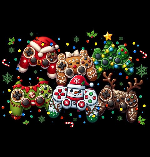 Obrázek produktu Pánské tričko Vánoční Ozdobené Ovladače