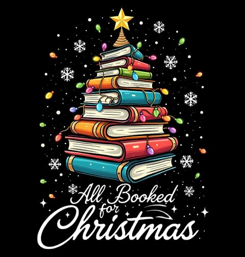 Obrázek produktu Dámské tričko Knižní Stromeček All Booked for Christmas