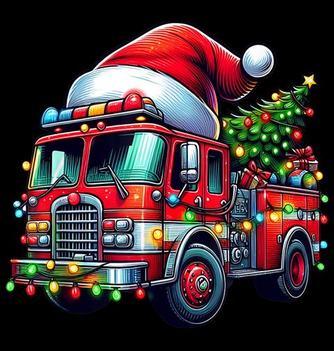 Obrázek produktu Dámské tričko Vánoční Hasičské Auto