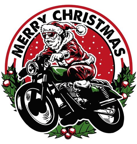 Obrázek produktu Dámské tričko Vánoční Santa na Motorce Merry Christmas