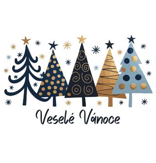 Obrázek 2 produktu Pánské tričko Moderní Stromky Veselé Vánoce