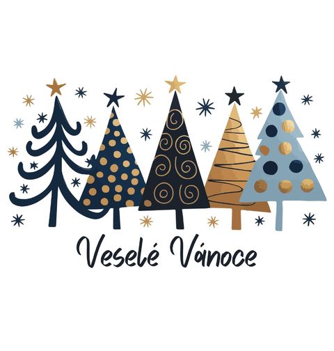 Obrázek produktu Pánské tričko Moderní Stromky Veselé Vánoce