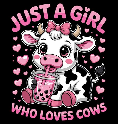 Obrázek produktu Dámské tričko Kráva s Bubble Tea Prostě holka, která miluje krávy