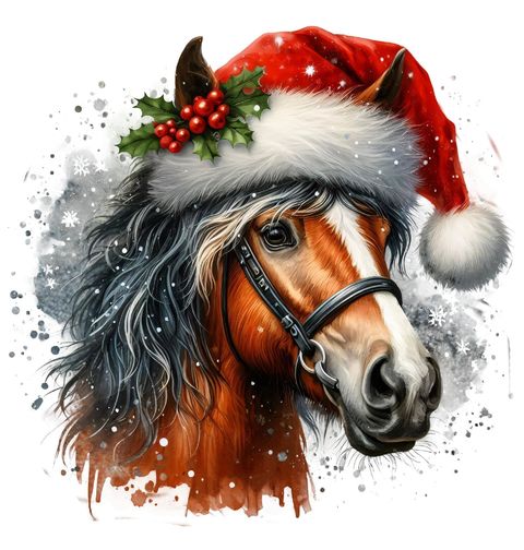 Obrázek produktu Dámské tričko Vánoční Kůň v Čepici