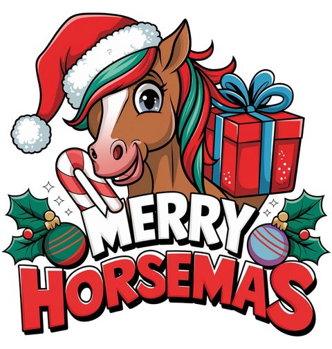 Obrázek produktu Pánské tričko Roztomilý Vánoční Kůň Merry Horsemas
