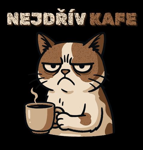 Obrázek produktu Pánské tričko Otrávená Kočka po Ránu Nejdřív kafe