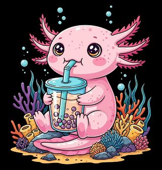 Obrázek 2 produktu Pánské tričko Podmořský Axolotl s Bubble Tea