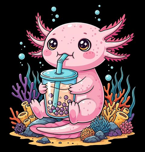 Obrázek produktu Pánské tričko Podmořský Axolotl s Bubble Tea