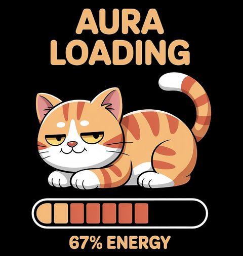 Obrázek produktu Pánské tričko Meme Kočka Aura Loading 67% Energy Six Seven