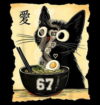 Obrázek 2 produktu Dětské tričko Kočka a Miska Ramenu 67 Six Seven