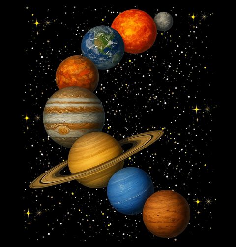 Obrázek produktu Pánské tričko Planety našeho vesmíru Sluneční soustava