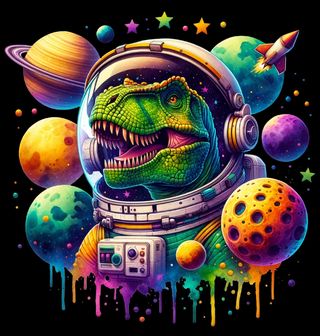Obrázek 2 produktu Dámské tričko Dinosarus T-Rex Astronaut ve Vesmíru
