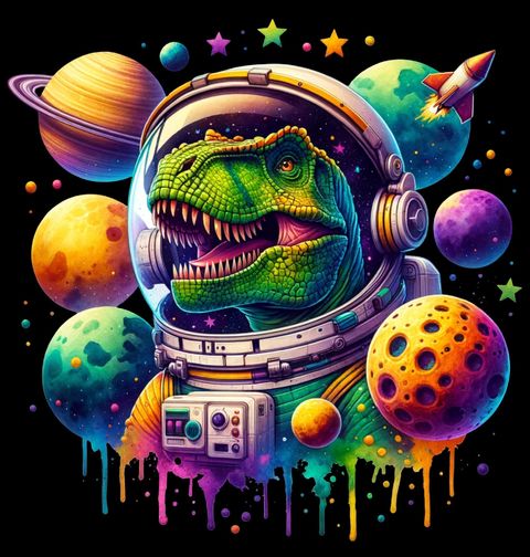 Obrázek produktu Dámské tričko Dinosarus T-Rex Astronaut ve Vesmíru