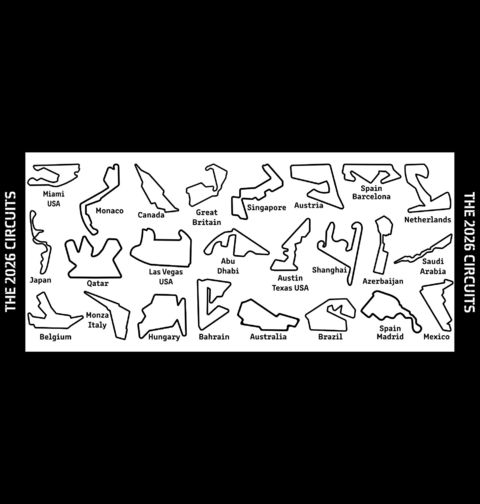 Obrázek produktu Dámské tričko Závodní Okruhy Formule 1 The 2026 Circuits