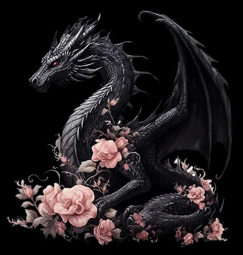 Obrázek produktu Pánské tričko Elegantní Černý Drak Sakura