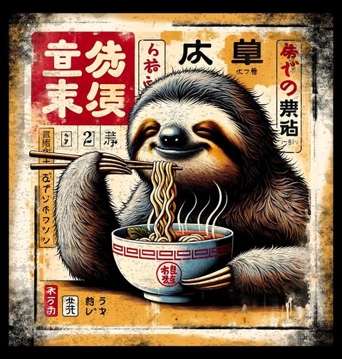 Obrázek produktu Pánská mikina Retro Japonský Plakát Lenochod a Ramen