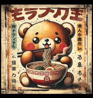 Obrázek 2 produktu Dětské tričko Retro Japonský Plakát Medvěd a Ramen