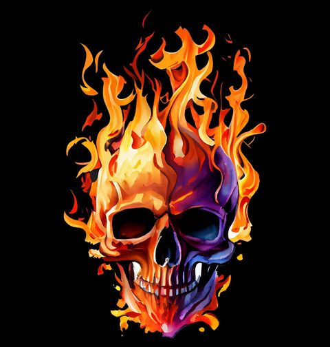 Obrázek produktu Dámské tričko Ohnivá Lebka v Plamenech