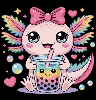 Obrázek 2 produktu Dámské tričko Duhový Axolotl s Bubble Tea