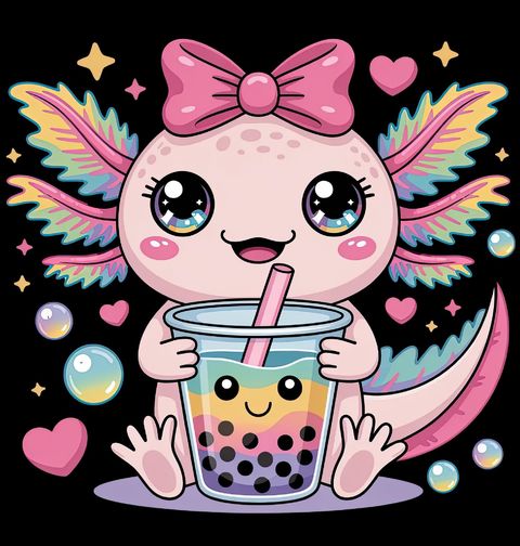 Obrázek produktu Dětské tričko Duhový Axolotl s Bubble Tea