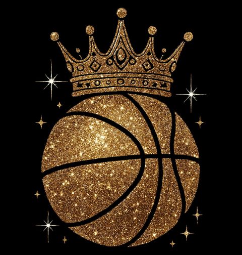 Obrázek produktu Dětské tričko Třpytivě Zlatý Basketbalový Míč s Korunou