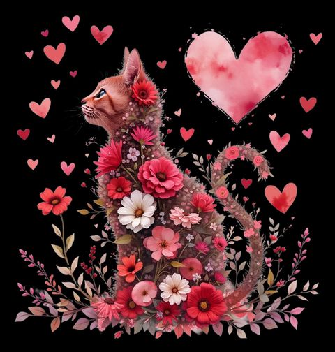 Obrázek produktu Pánské tričko Kočka v Zahradě Srdcí