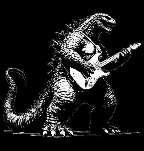 Obrázek produktu Pánská mikina Godzila s Elektrickou Kytarou
