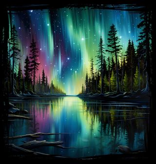 Obrázek 2 produktu Dámské tričko Zrcadlení Polární záře na Hladině