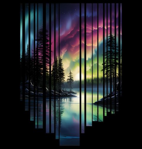 Obrázek produktu Pánská mikina Noční Jezero pod Polární Září