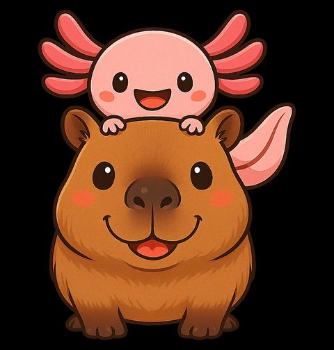 Obrázek produktu Dámské tričko Roztomilý Axolotl na Kapybaře