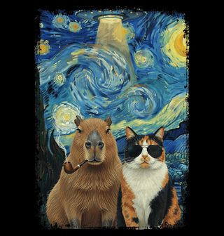 Obrázek 2 produktu Pánská mikina Kapybara a Kočka ve Hvězdné Noci