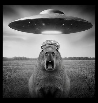 Obrázek 2 produktu Dětské tričko Konspirační Teoretik Kapybara UFO