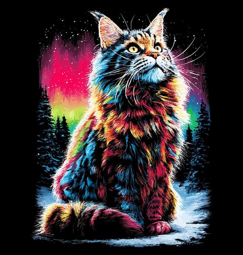 Obrázek produktu Dětské tričko Mainská Mývalí Kočka pod Polární Září