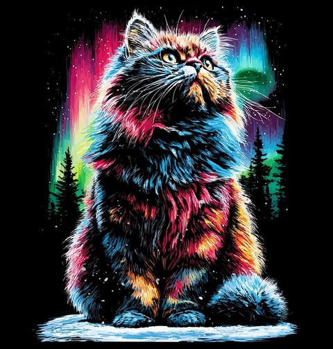 Obrázek produktu Pánské tričko Perská Kočka pod Polární Září