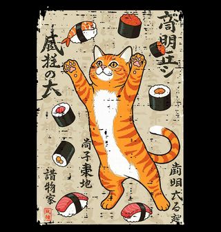 Obrázek 2 produktu Dětské tričko Šťastná Kočka mezi Sushi Kousky